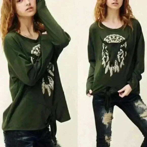 BOHO OLIVE TOP - Picture 1 of 4